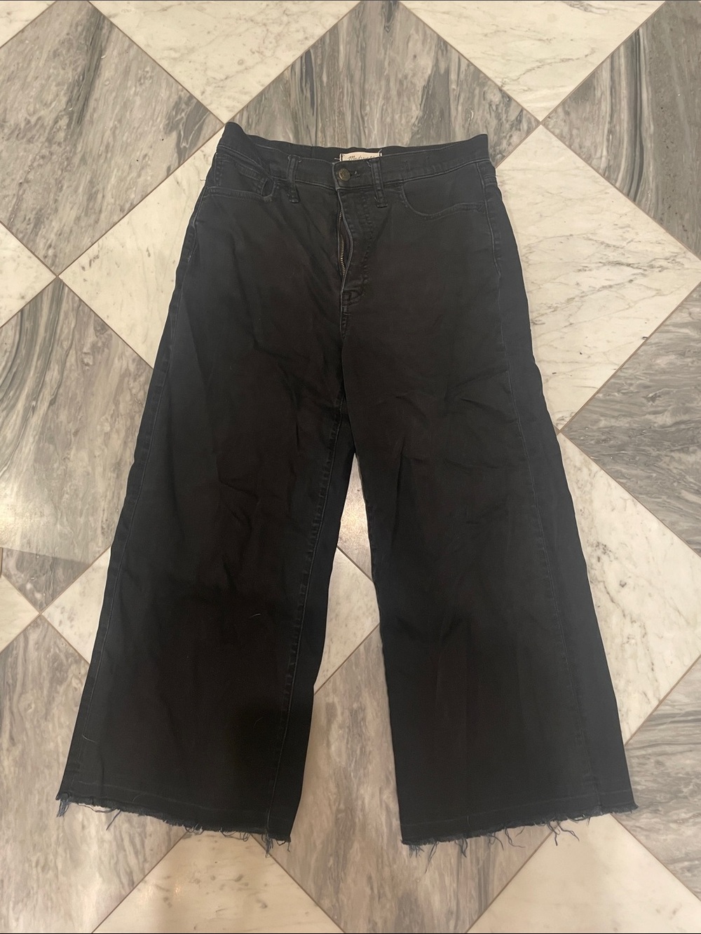 MADEWELL Wide Leg Black Cropped Jeans SIZE 28
